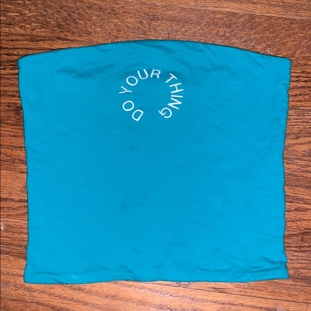 Do Your Thing Embroidered Turquoise Tube Top